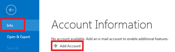 Outlook 2013 - Add Account