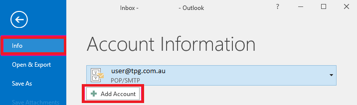 Outlook 2016 - Add Account