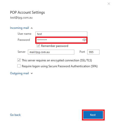Outlook 365 Password Update