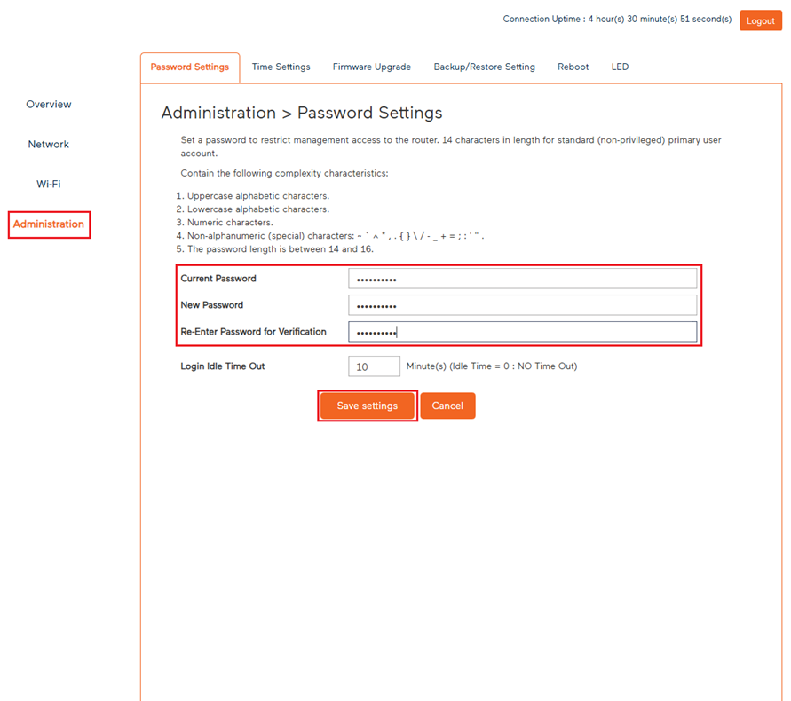 Wi-Fi Max 5G - Change Modem Password