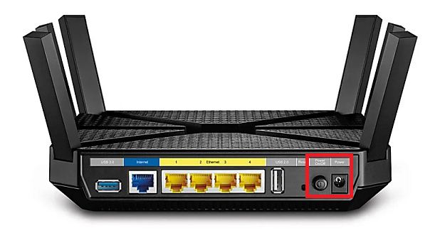 TP-Link Archer C4000 Power Port & Button