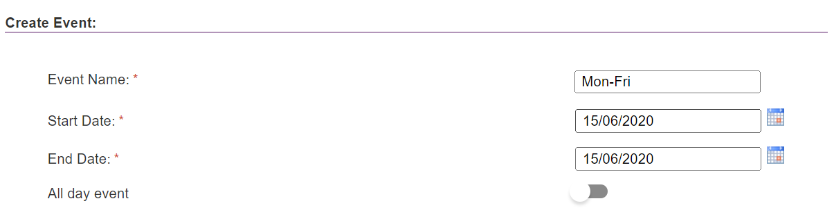 BizPhone - Create Event Name and Date