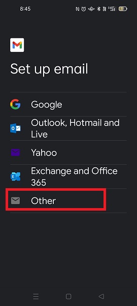 Gmail Set up Email - Other