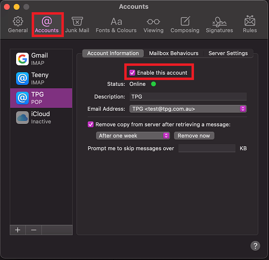 Mac Mail Account Info