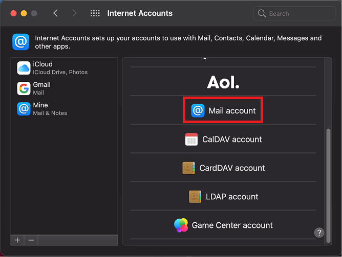 Mac Mail Mail Account