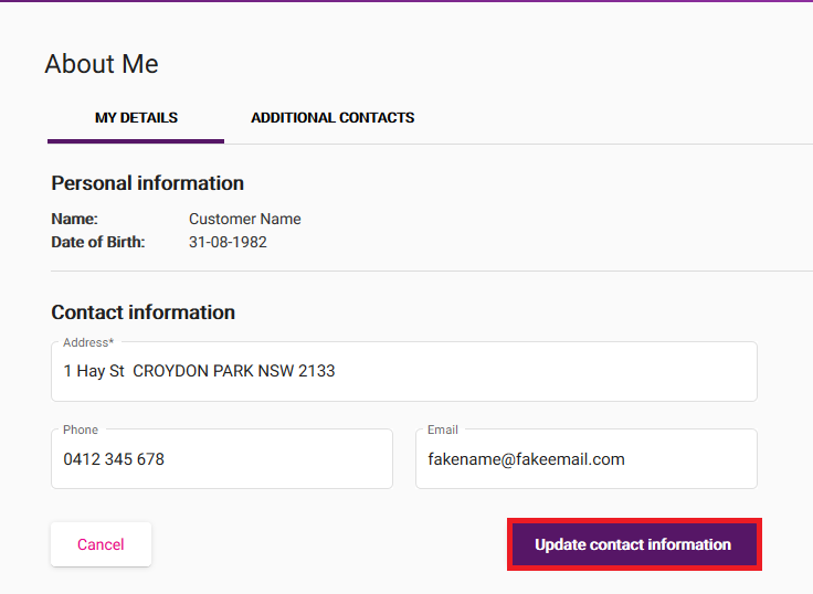 My Account - Add Contact