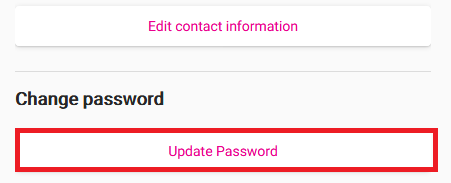 My Account - Change Password