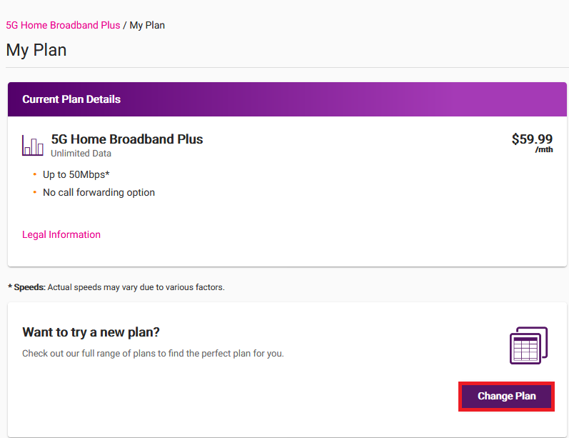  My Account - Confirm Change Plan