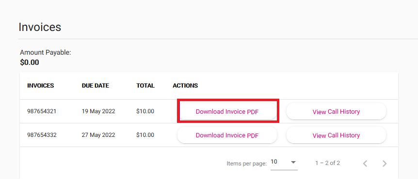 My Account Invoice Download