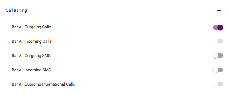 My Account Mobile Features - Call Barring - All