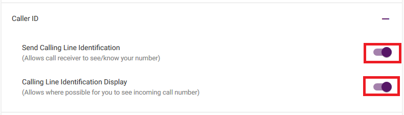 My Account Mobile Features - Caller ID Settings