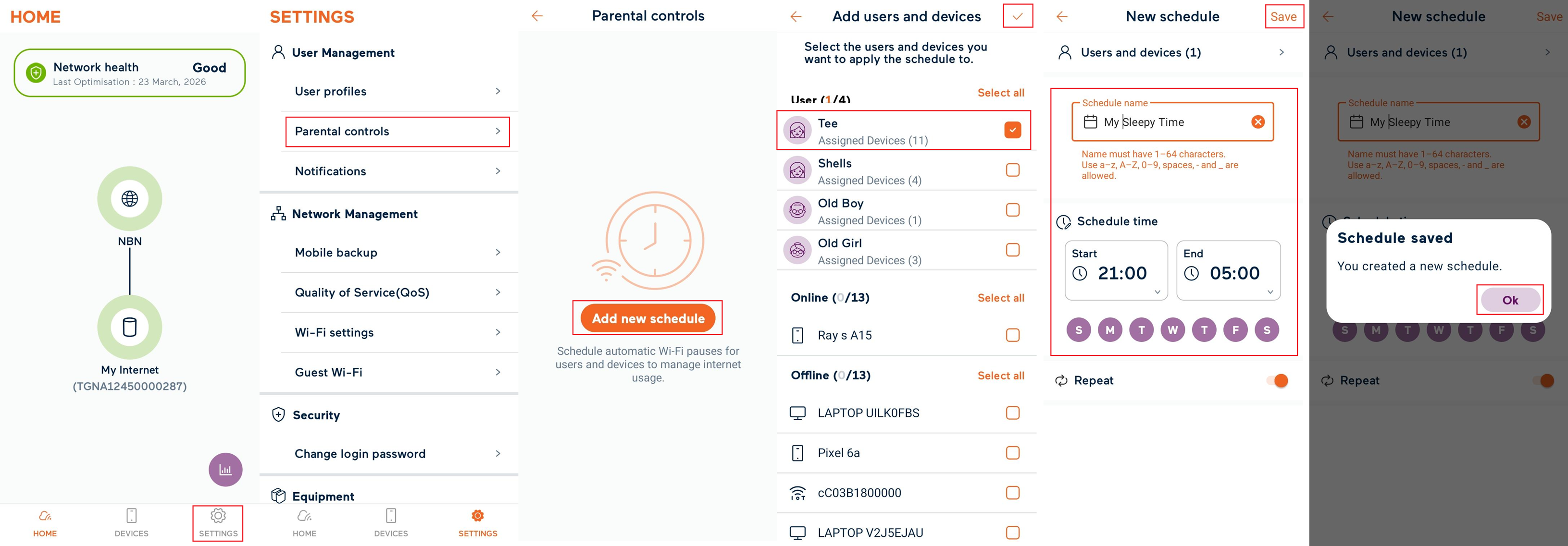 My Internet Connect app Parental controls
