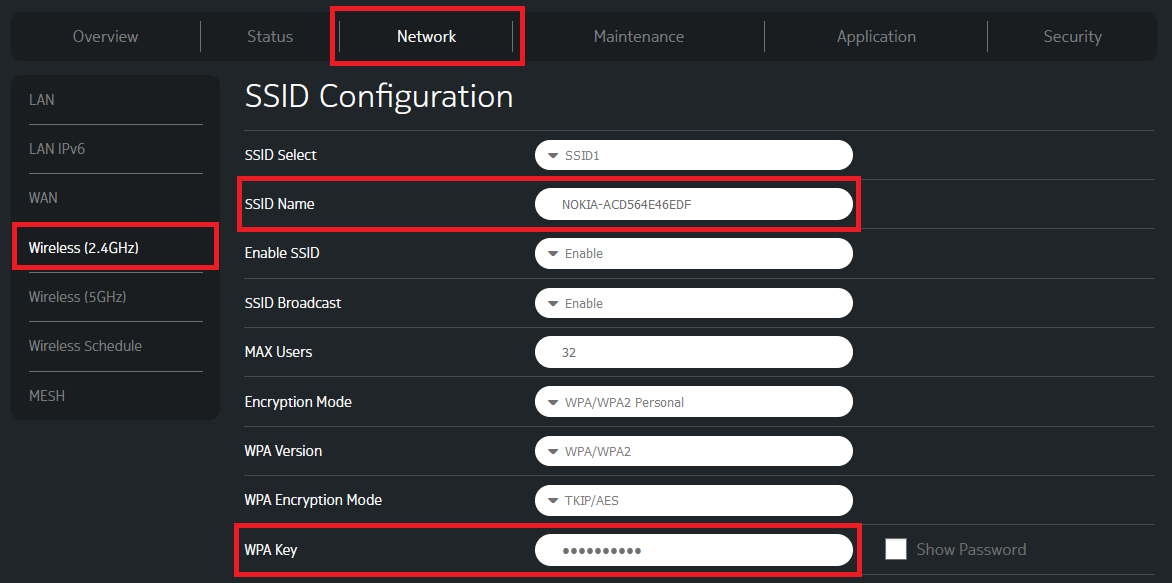 Nokia 5G 2.4GHz Wifi Password Change