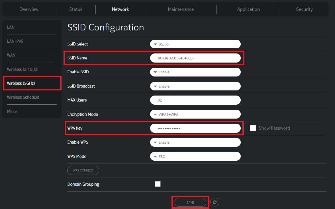 Nokia 5G 5GHz Wifi Password Change