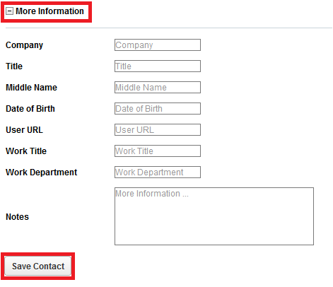 Post Office - New Contact More Info