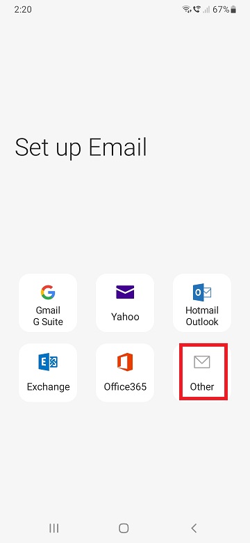 Samsung Email - Account Type