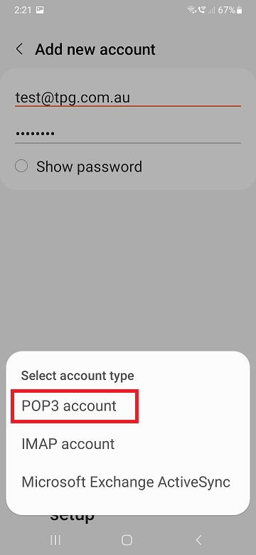 Samsung Email - POP Account