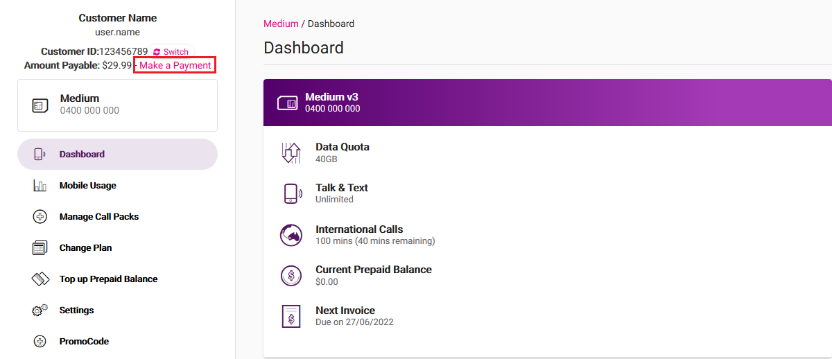 My Account Make Payment