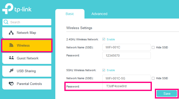 VR1600v Wifi Password Change