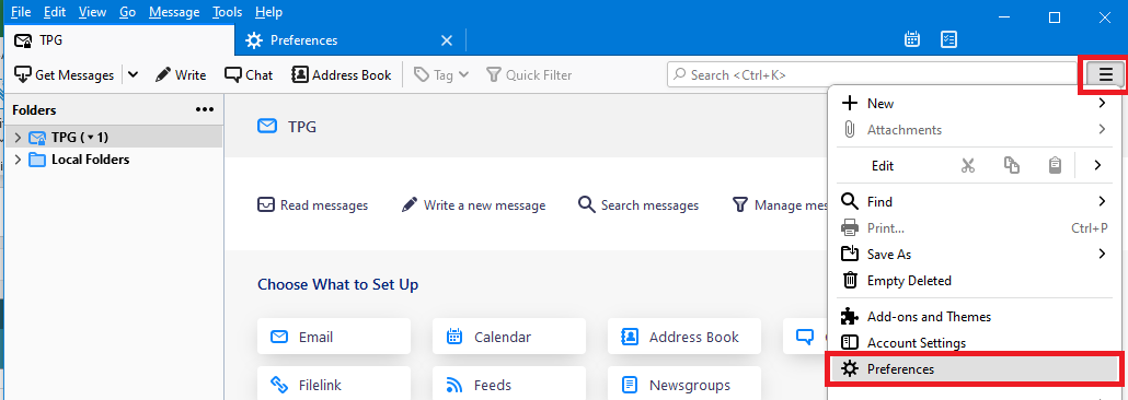 Thunderbird Preferences