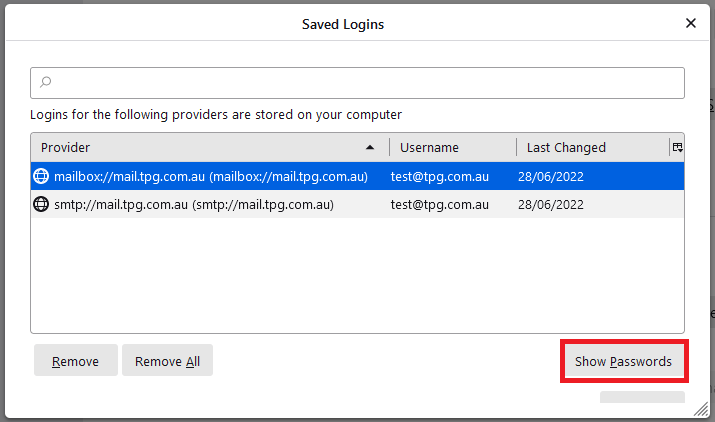 Thunderbird Show Passwords