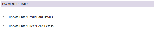 Update credit card or direct debit details