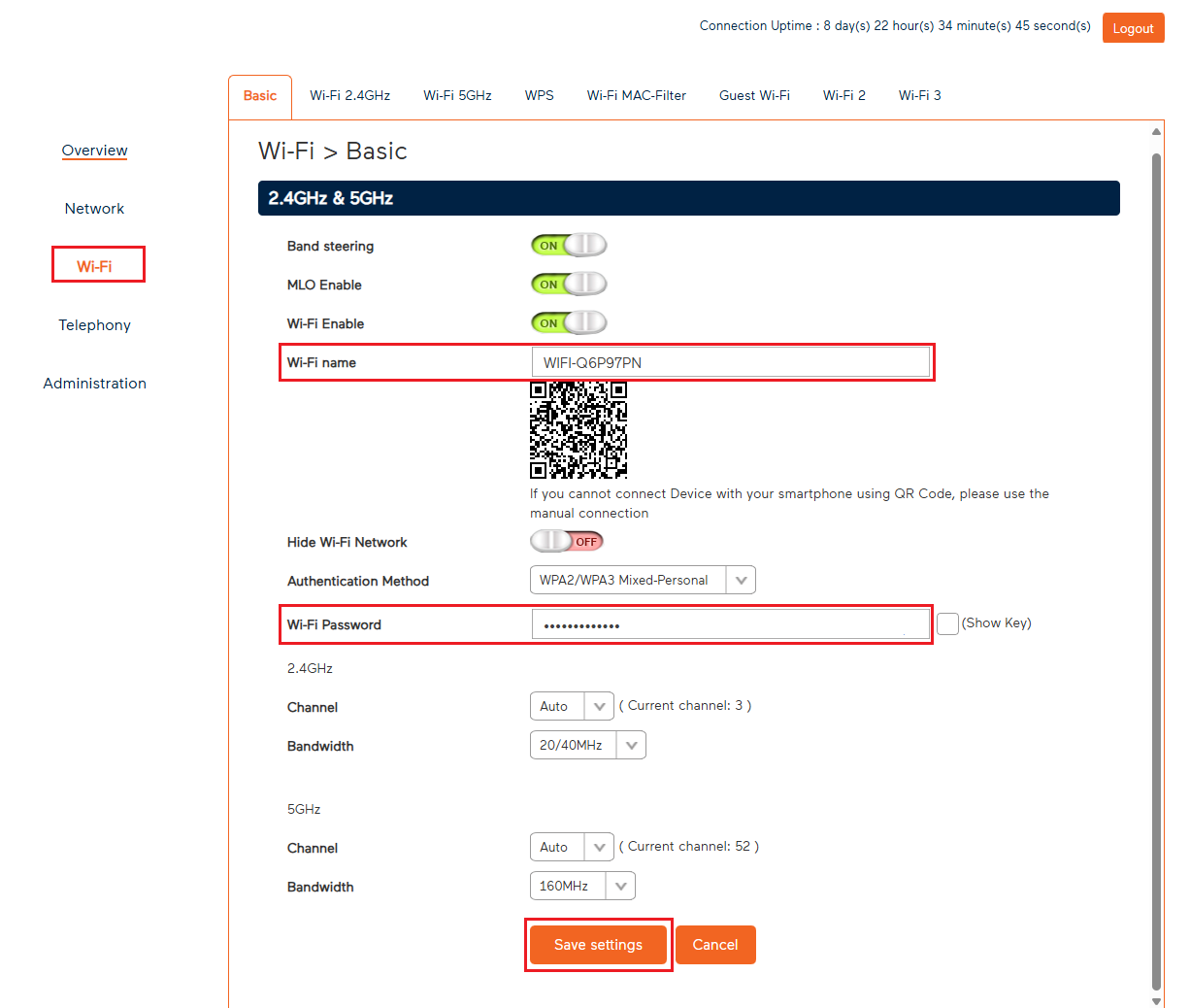 Wi-Fi Max - Wi-Fi Password Settings