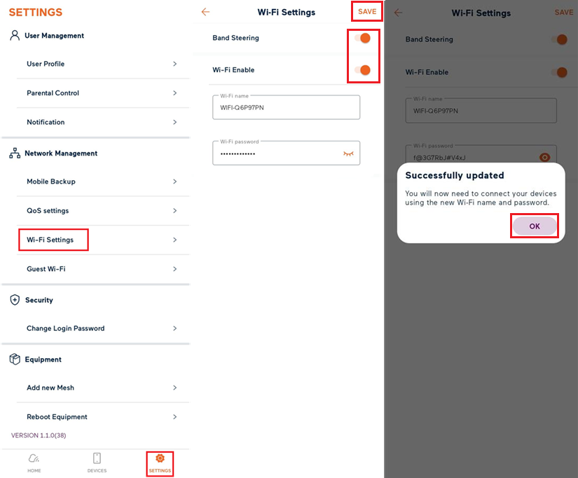 Screenshot My Internet Connect app Wi-Fi settings