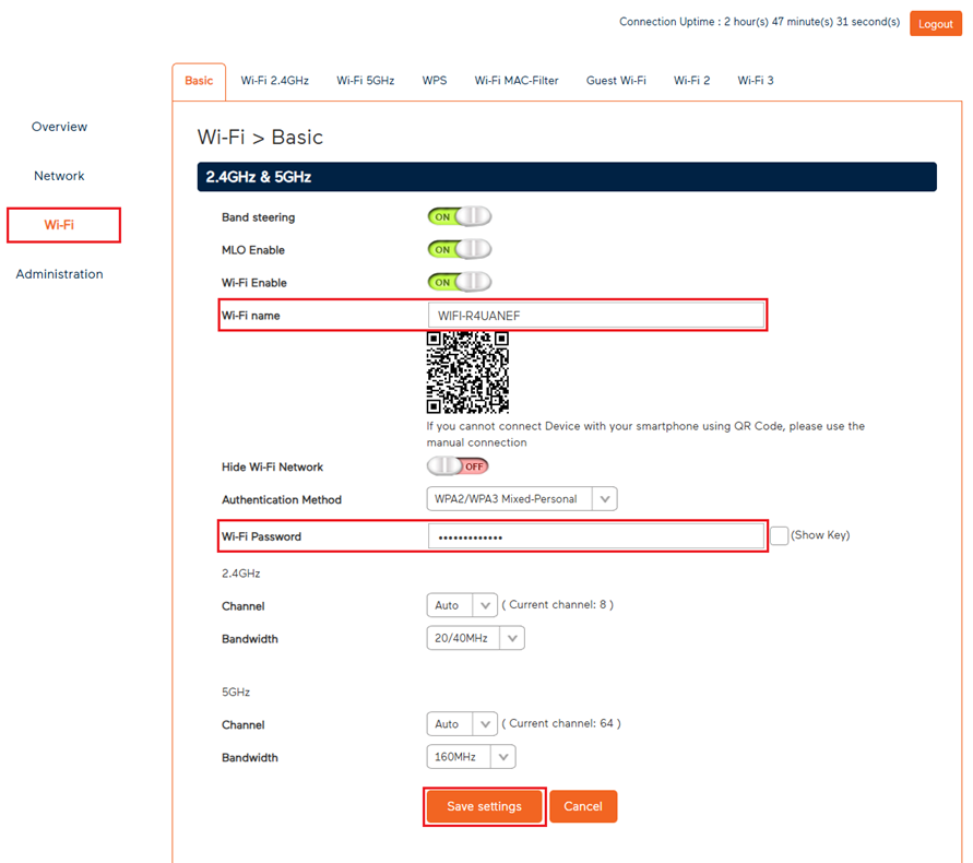 Screenshot Wi-Fi Max 5G - Change Modem Password