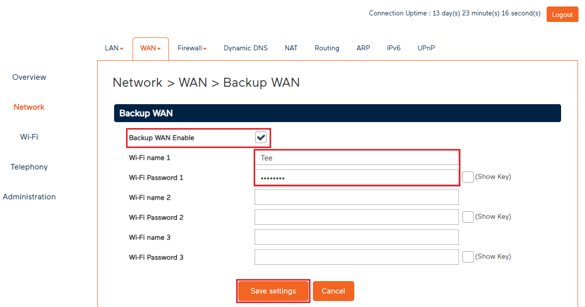 Wi-Fi Max - Mobile  Wi-Fi Name and Password entry