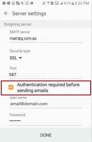 Android email settings 5