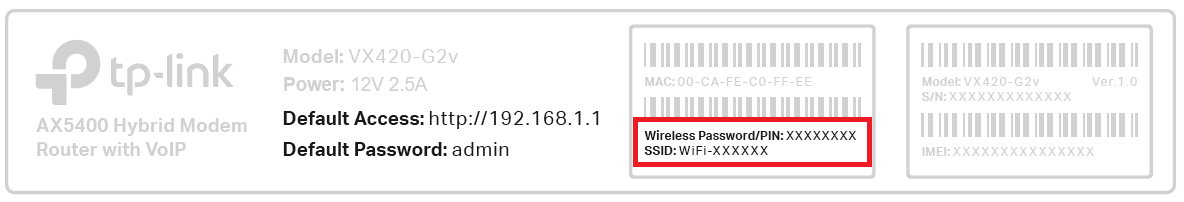 Barcode sticker example - WiFi details