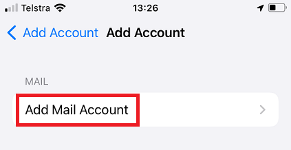 iOS Add Mail Account