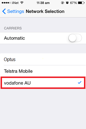 iPhone carrier selection 4