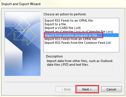 Outlook Import to File