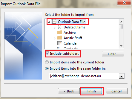 Outlook Finish Import