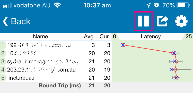 iPhone PingPlotter ping test 1