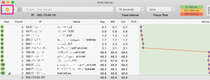 Mac PingPlotter ping test 2