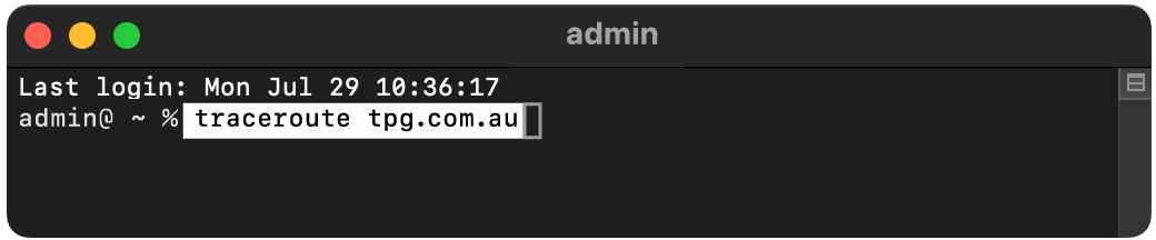 Terminal traceroute tpg.com.au