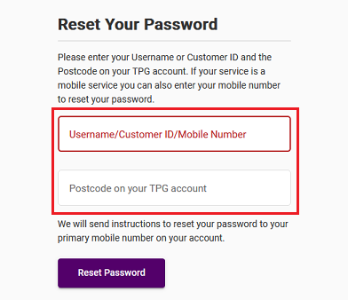 TPG Password Reset