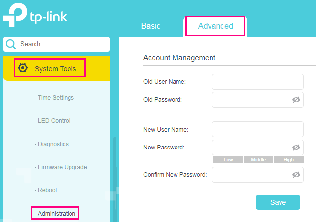 TP-Link VR1600v password update 1